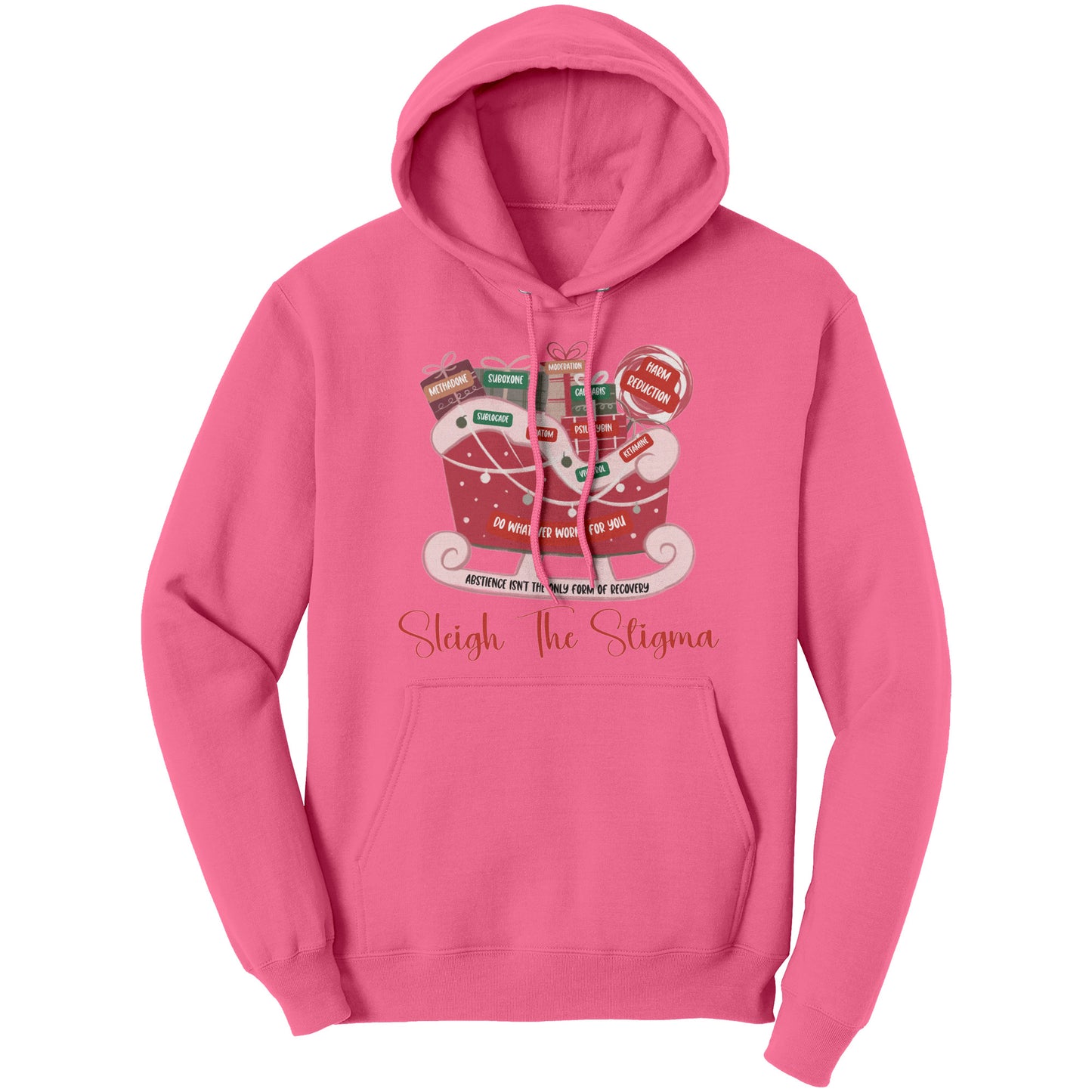 Christmas Recovery Hoodie, Sleigh The Stigma Hoodie, Paths to Recovery