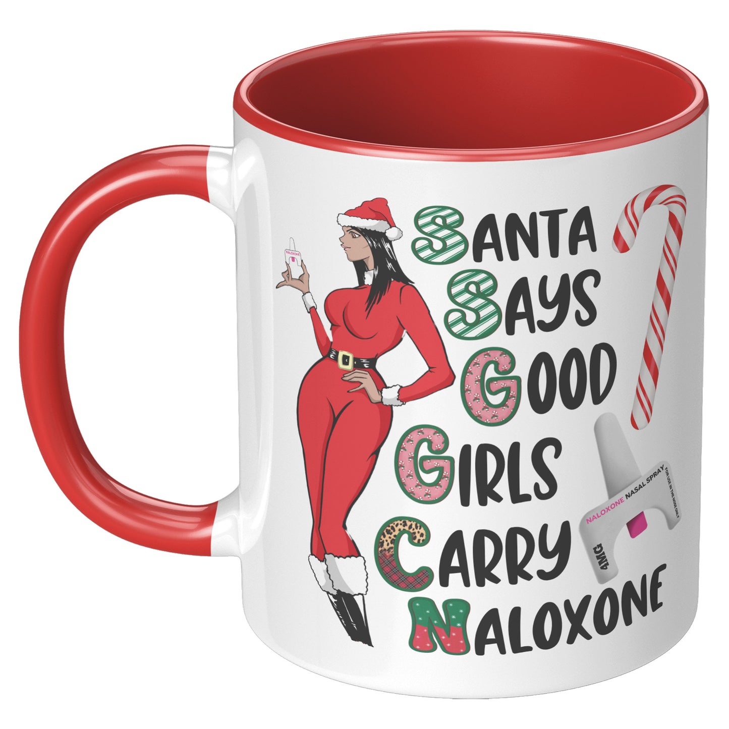 Narcan Awareness, Naloxone Christmas Cup, Harm Reduction Christmas Cup, Santa Says Good Girls Carry Naloxone
