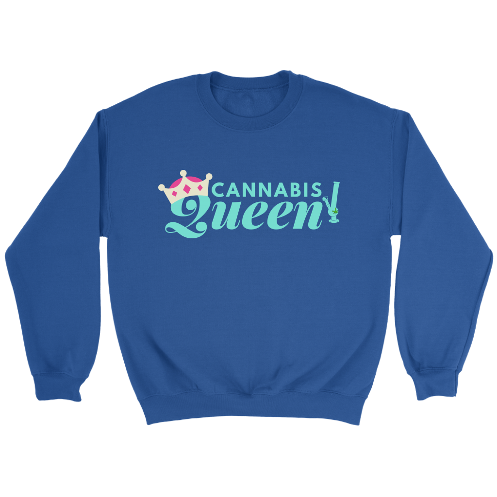 Cannabis Queen Crewneck Sweatshirt, Racerback Tank & Hoodie