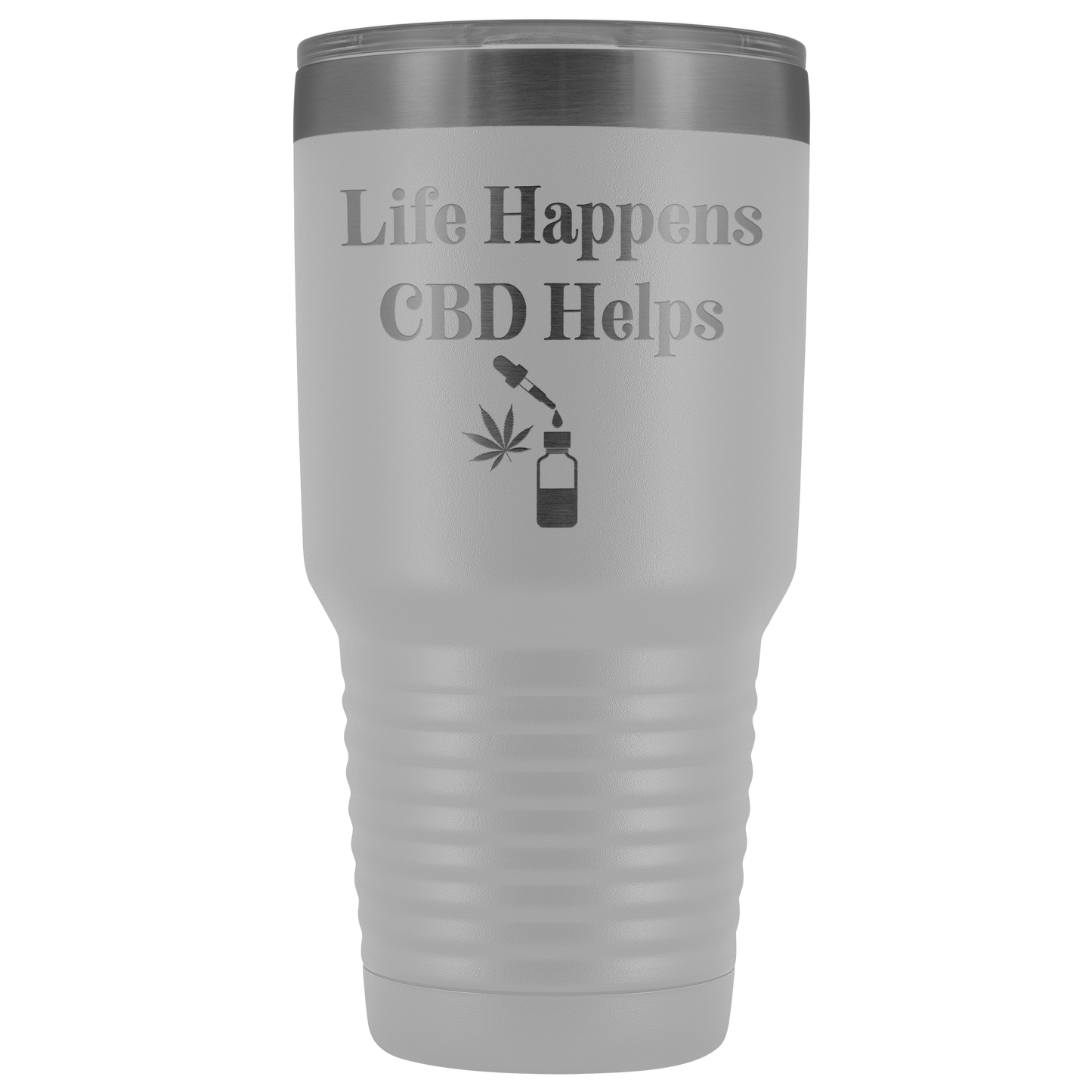CBD Travel Mug: Life Happens CBD Helps, Cannabis Travel Mug, CBD Mug - Gracious Concepts
