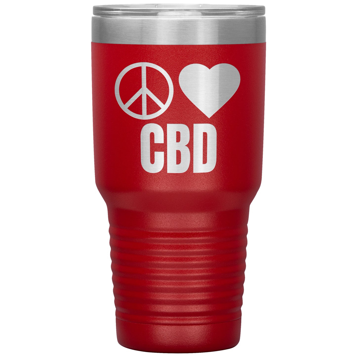CBD THEMED TRAVEL MUG, PEACE LOVE & CBD