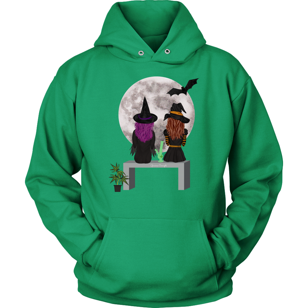 Stoner Girl Hoodie: Witch Besties & Bong Rips by Moonlight