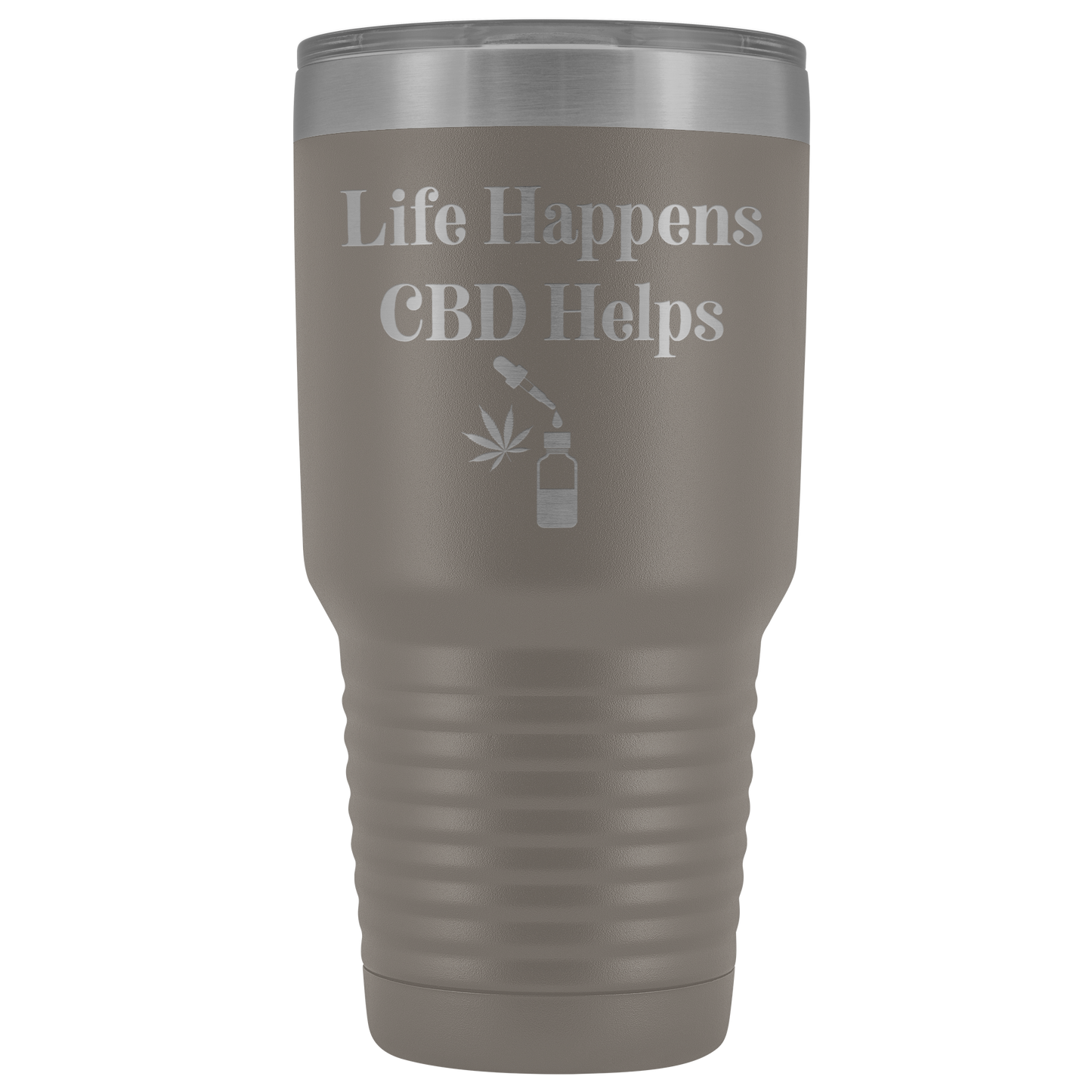 CBD Travel Mug: Life Happens CBD Helps, Cannabis Travel Mug, CBD Mug - Gracious Concepts