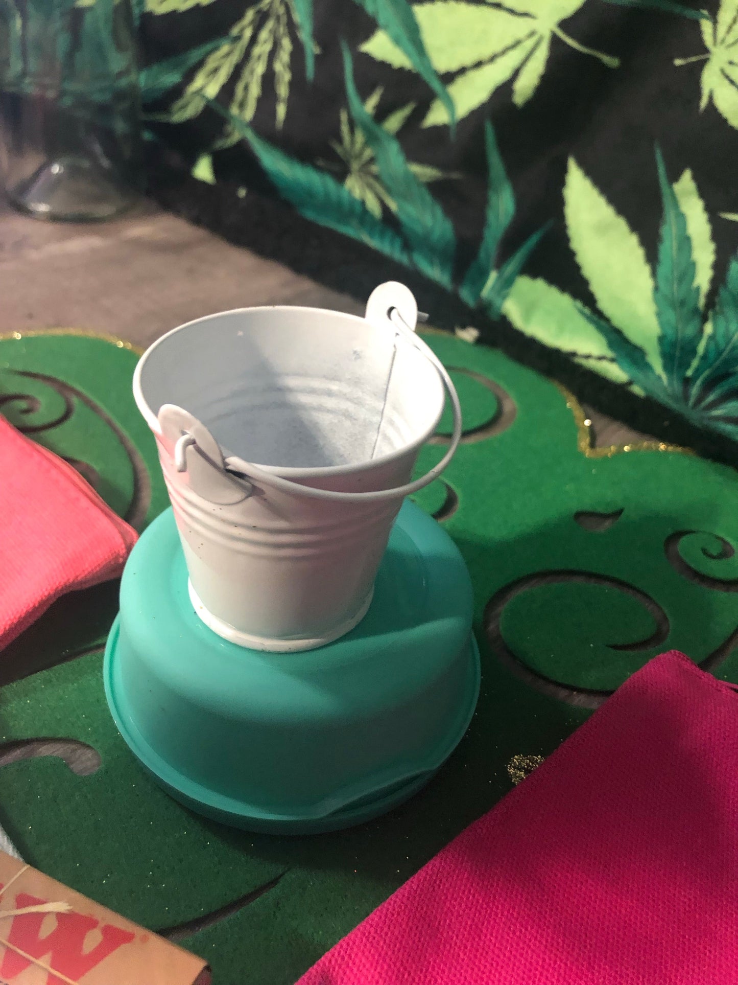 FREE Stash Bag SPECIAL Glitter Pot Leaf Mini Bucket Ashtray Perfect for Storing Roaches! Cannabis Ashtray Pot Leaf Ashtray Special Free Stash Bag While Supplies Last - Gracious Concepts