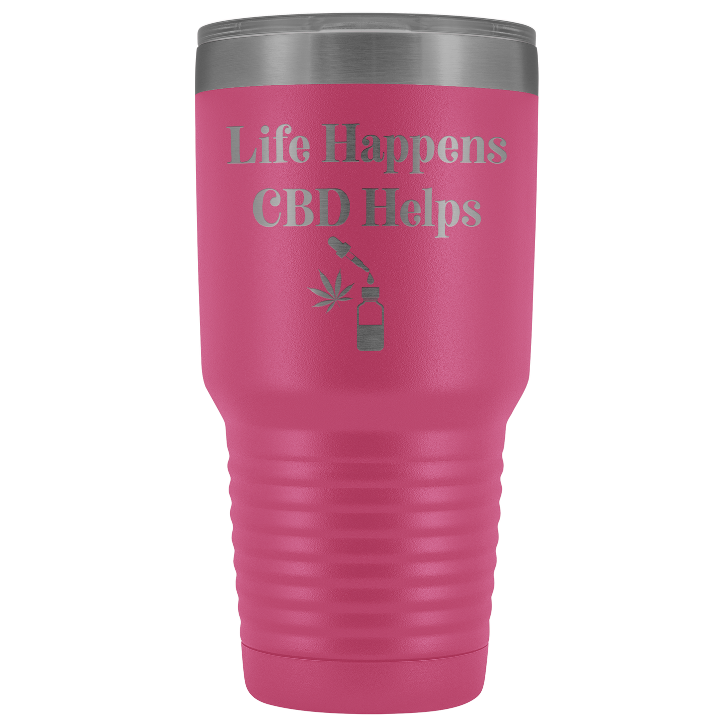 CBD Travel Mug: Life Happens CBD Helps, Cannabis Travel Mug, CBD Mug - Gracious Concepts