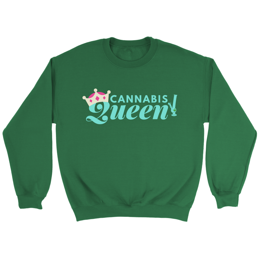 Cannabis Queen Crewneck Sweatshirt, Racerback Tank & Hoodie