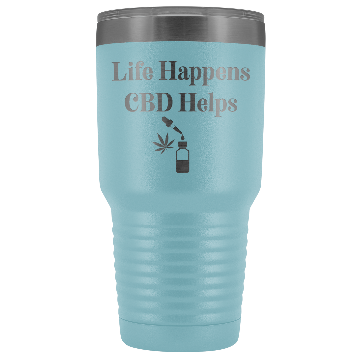 CBD Travel Mug: Life Happens CBD Helps, Cannabis Travel Mug, CBD Mug - Gracious Concepts