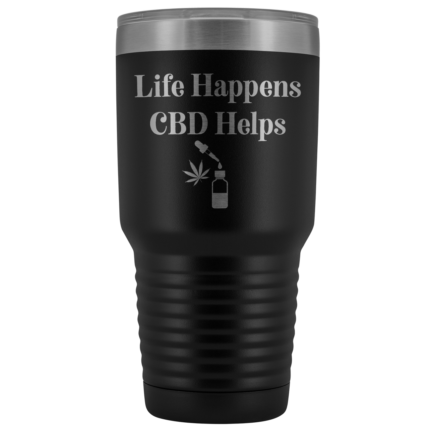 CBD Travel Mug: Life Happens CBD Helps, Cannabis Travel Mug, CBD Mug - Gracious Concepts