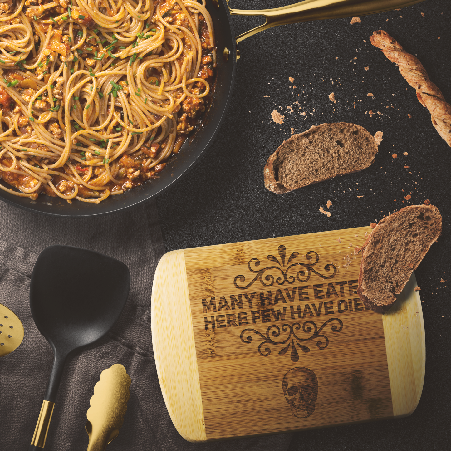 Many Have Eaten Few Have Died Bamboo Cutting Board - Gracious Concepts