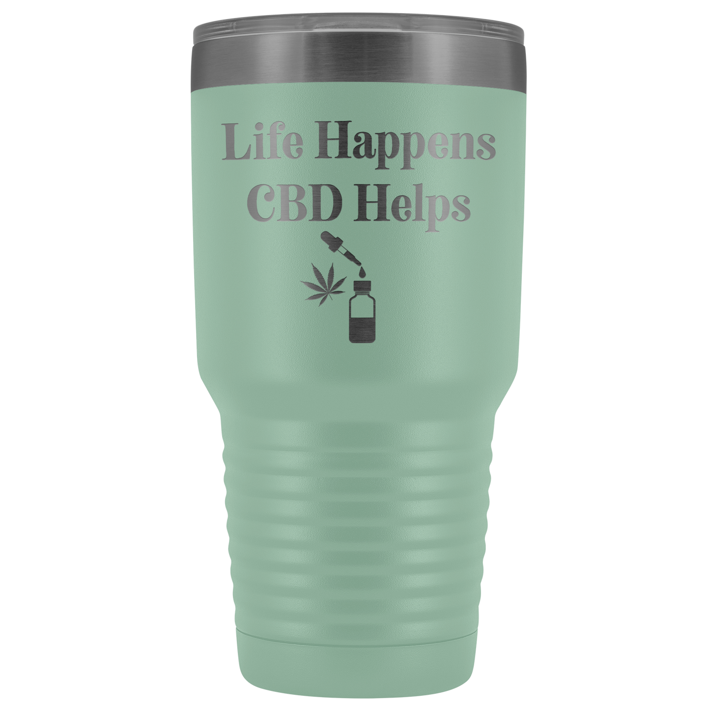 CBD Travel Mug: Life Happens CBD Helps, Cannabis Travel Mug, CBD Mug - Gracious Concepts