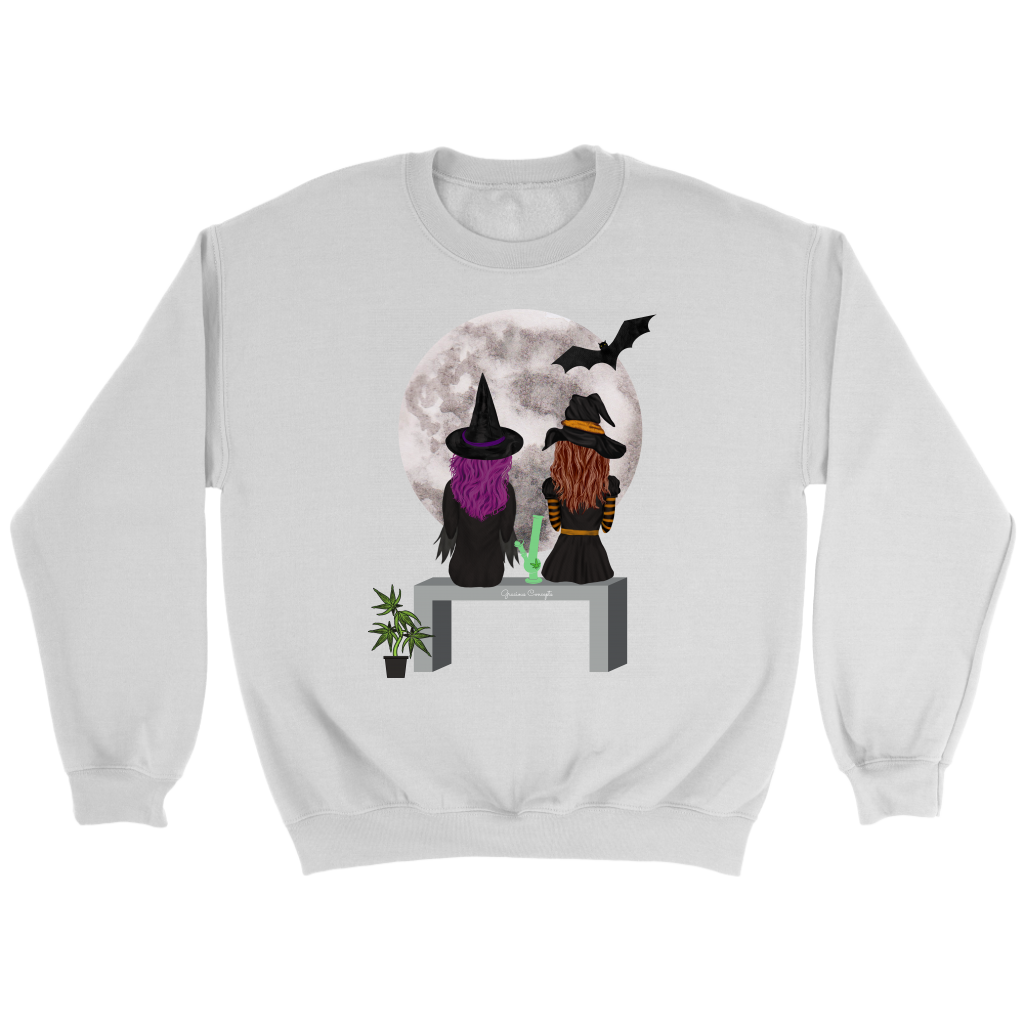 Stoner Girl Hoodie: Witch Besties & Bong Rips by Moonlight