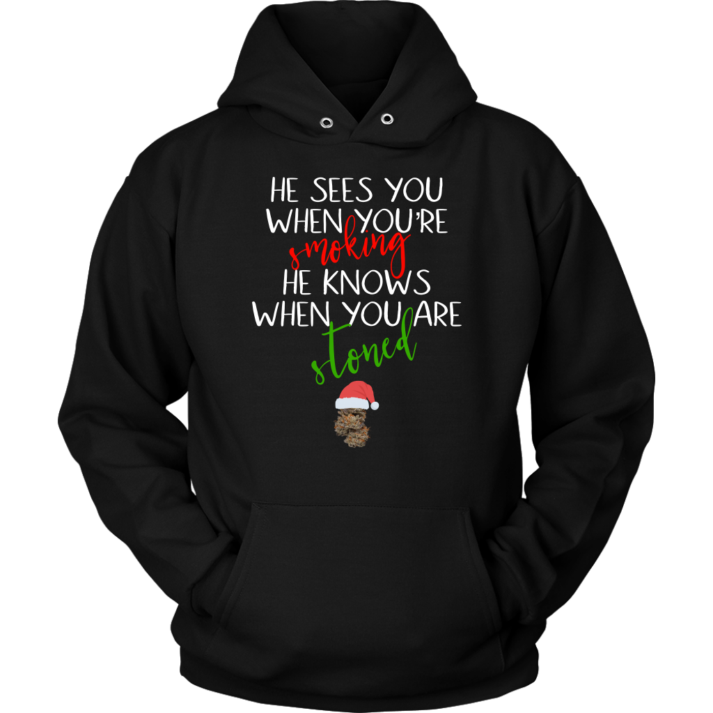 Stoner Christmas Apparel: He Sees You When You’re Smoking Men’s T-shirt - Gracious Concepts