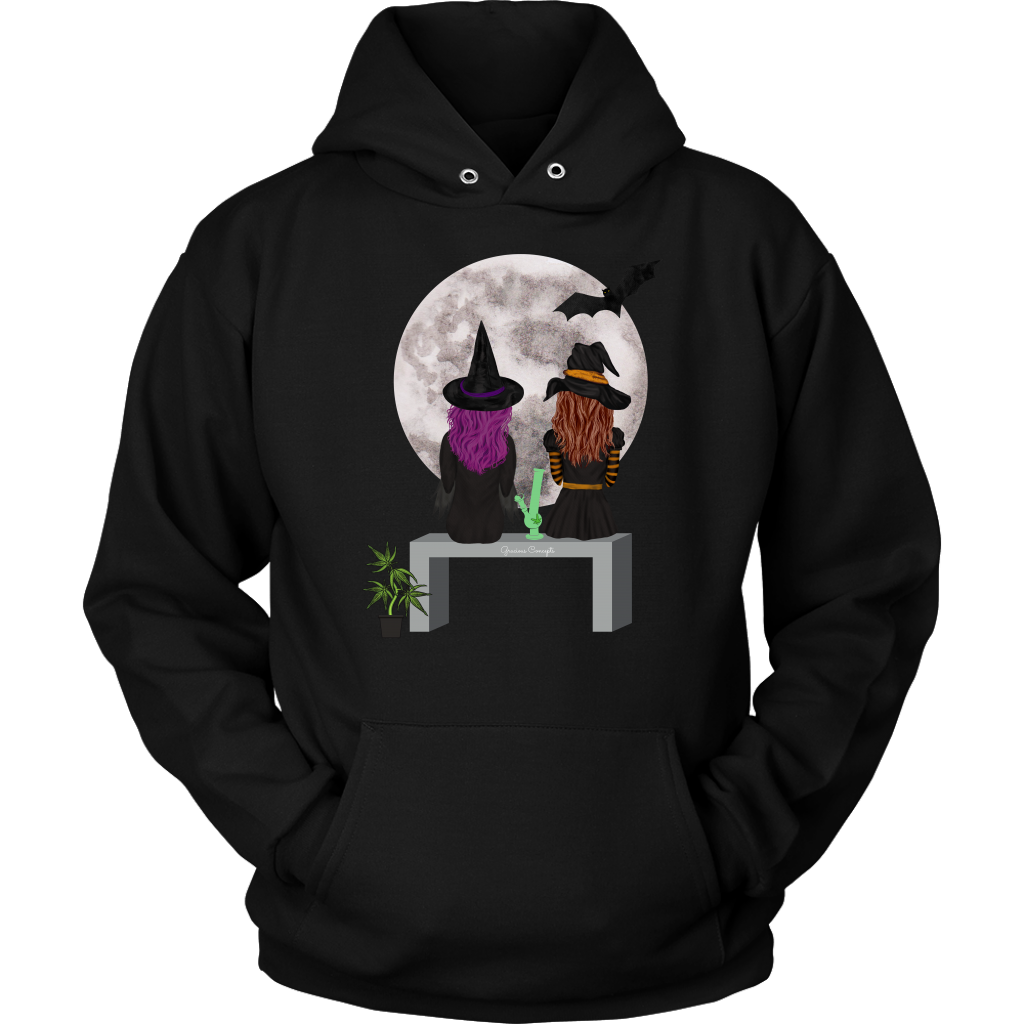 Stoner Girl Hoodie: Witch Besties & Bong Rips by Moonlight