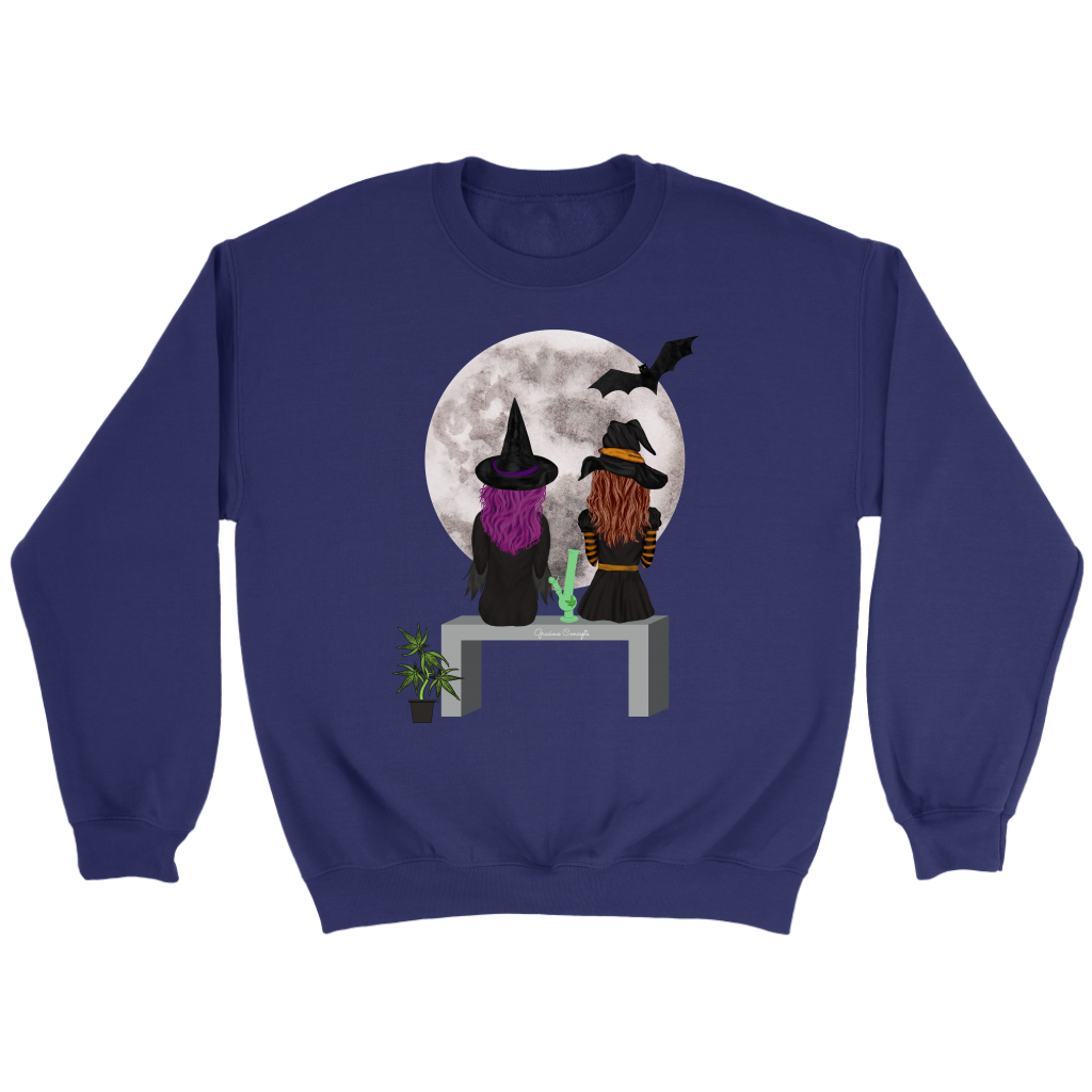 Stoner Girl Hoodie: Witch Besties & Bong Rips by Moonlight