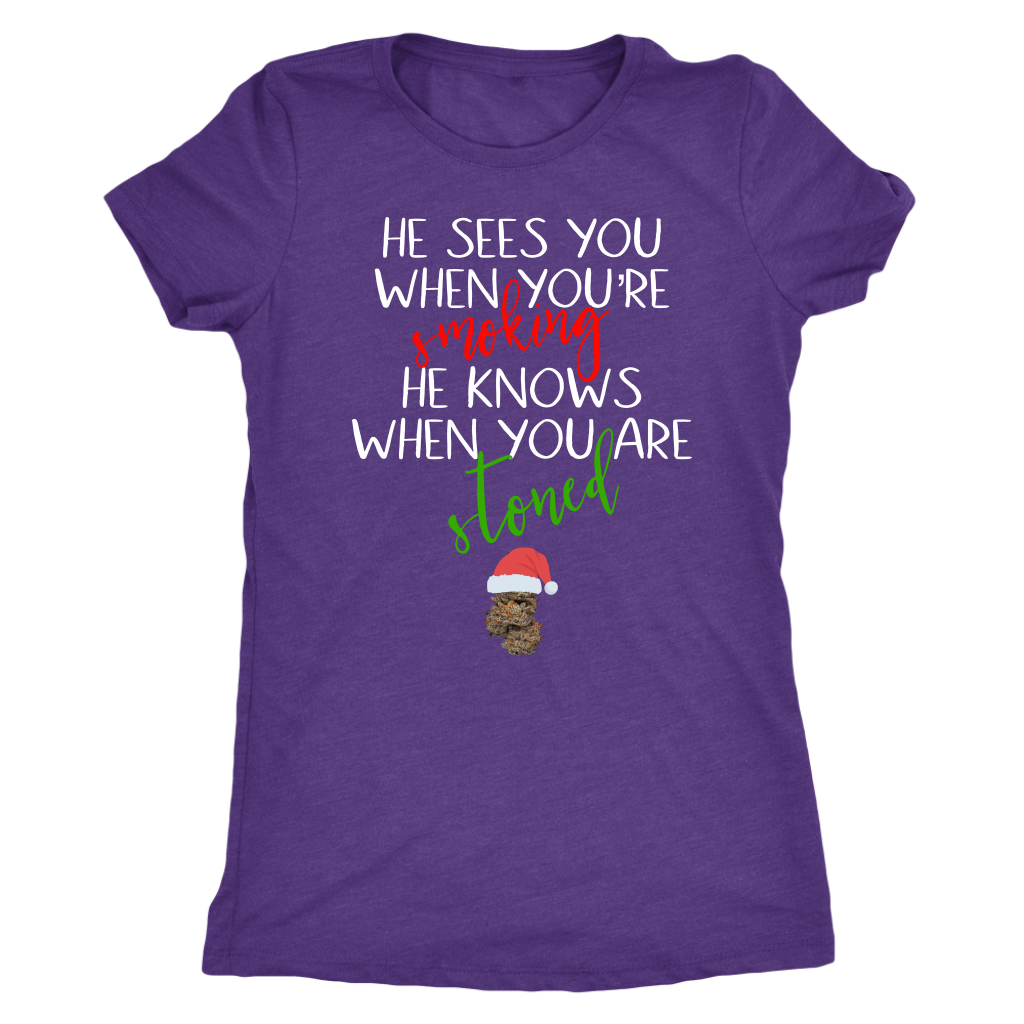 Stoner Christmas Apparel: He Sees You When You’re Smoking Men’s T-shirt - Gracious Concepts