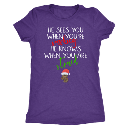 Stoner Christmas Apparel: He Sees You When You’re Smoking Men’s T-shirt - Gracious Concepts