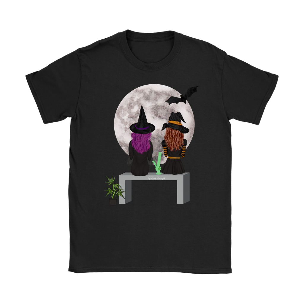 Stoner Girl Hoodie: Witch Besties & Bong Rips by Moonlight
