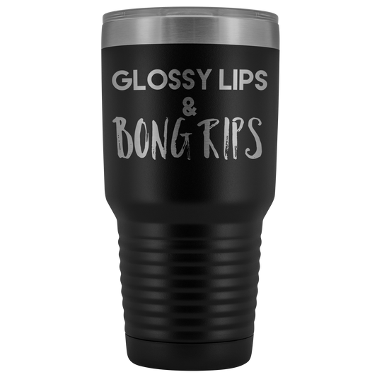 Glossy Lips & Bong Rips Travel Mug, Stoner Gifts, Cannabis Inspired Travel Mug - Gracious Concepts