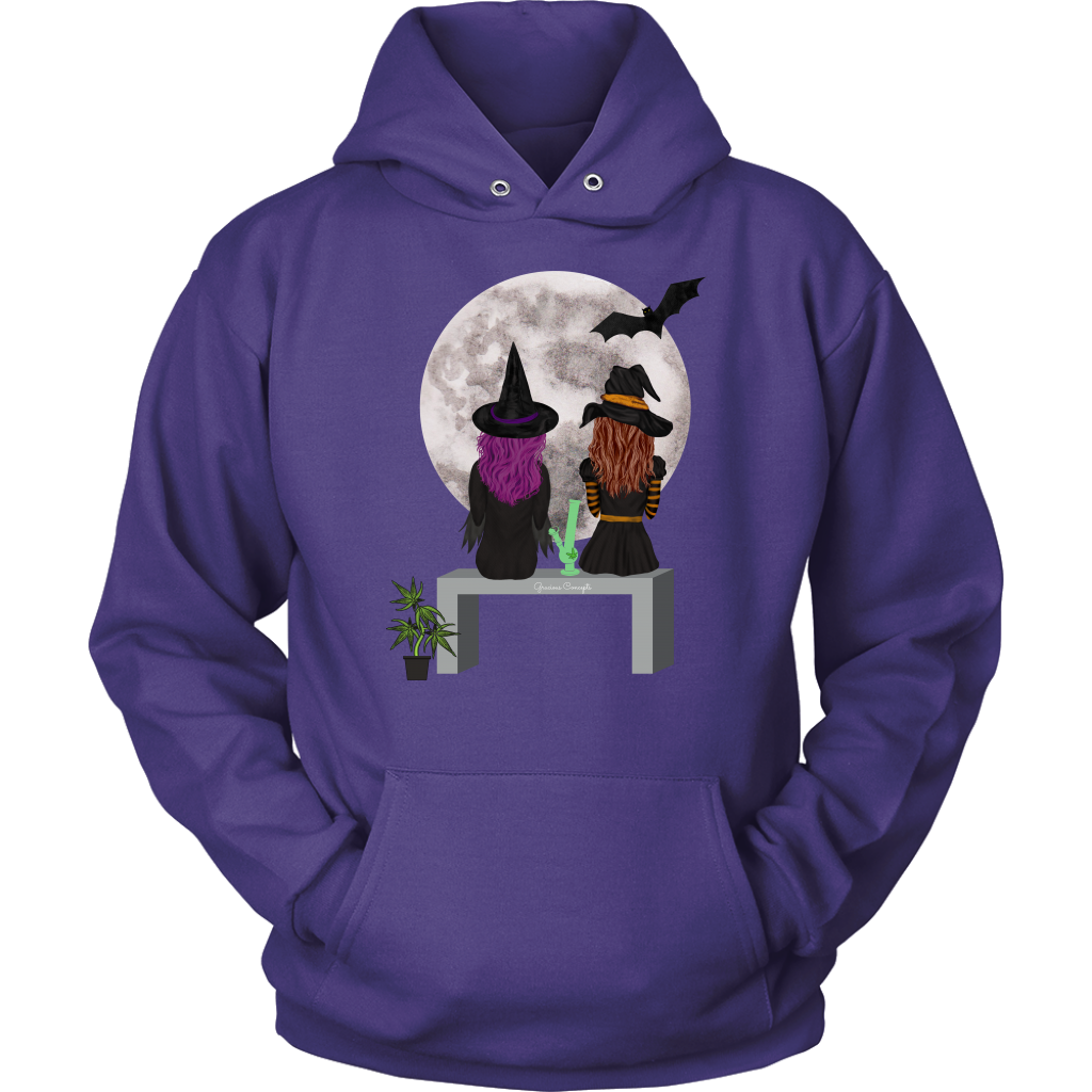 Stoner Girl Hoodie: Witch Besties & Bong Rips by Moonlight