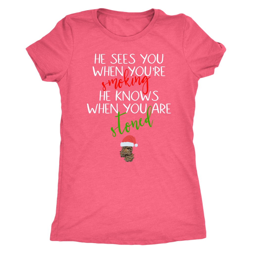 Stoner Christmas Apparel: He Sees You When You’re Smoking Men’s T-shirt - Gracious Concepts