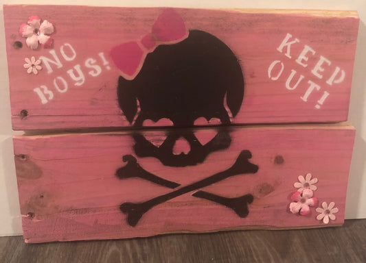 Skull Girl: Keep Out Sign for Little Girl's Room - Gracious Concepts