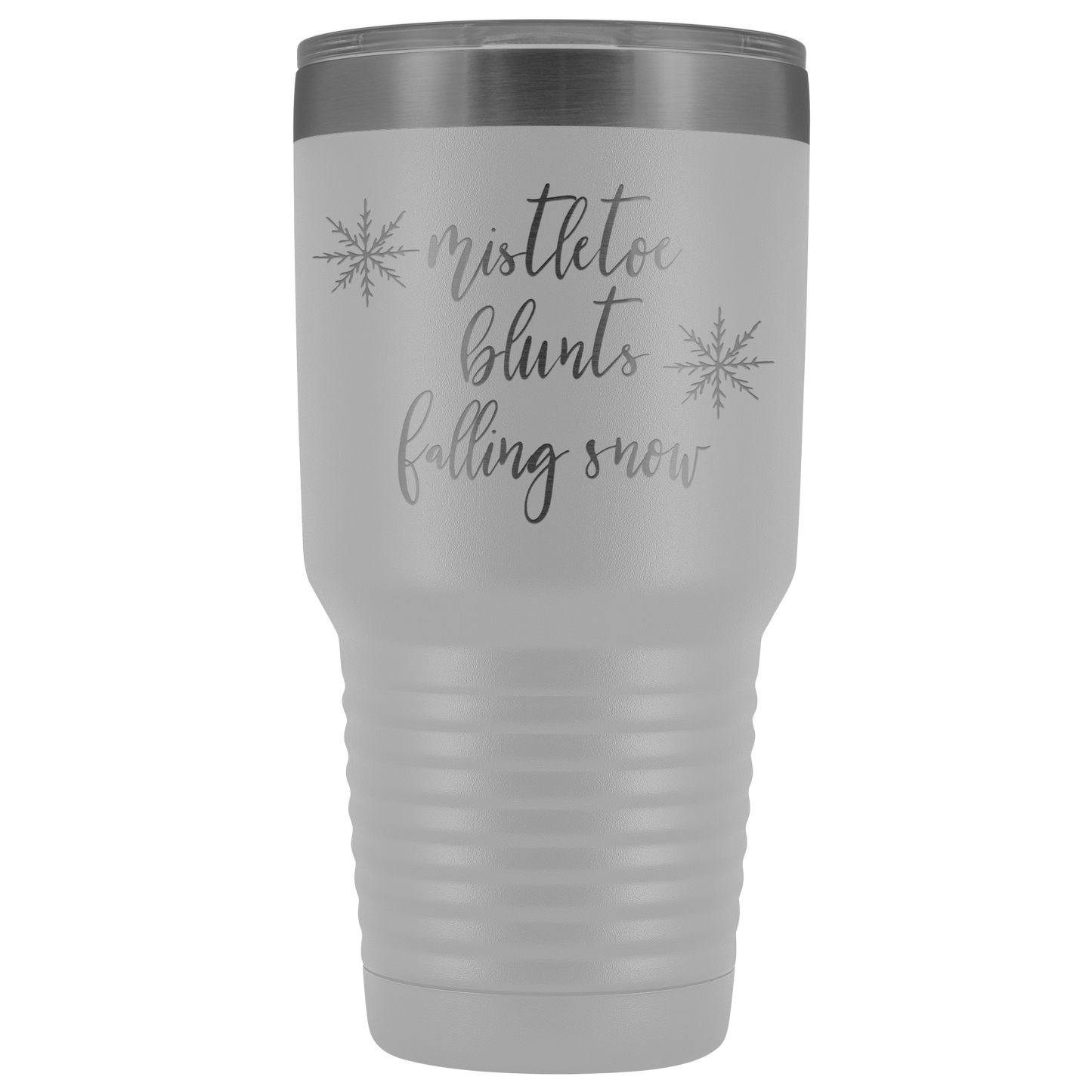 Stoner Christmas Gift: Mistletoe, Blunts, Falling Snow Tumbler - Gracious Concepts