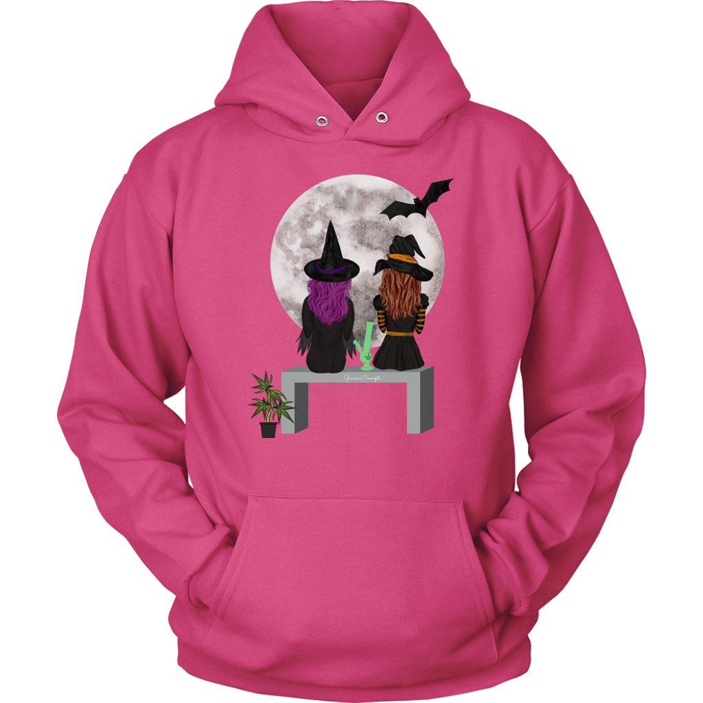 Stoner Girl Hoodie: Witch Besties & Bong Rips by Moonlight