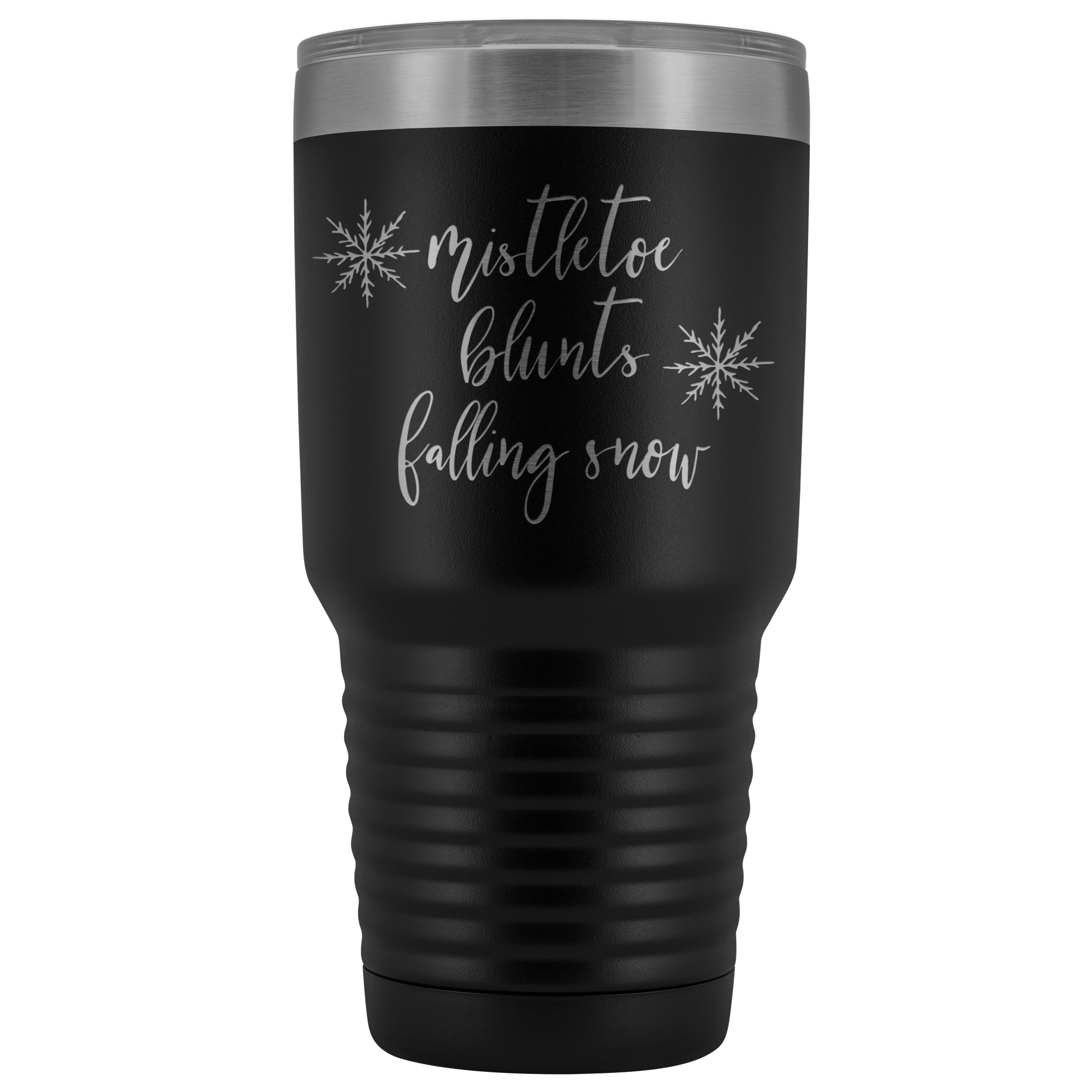 Stoner Christmas Gift: Mistletoe, Blunts, Falling Snow Tumbler - Gracious Concepts