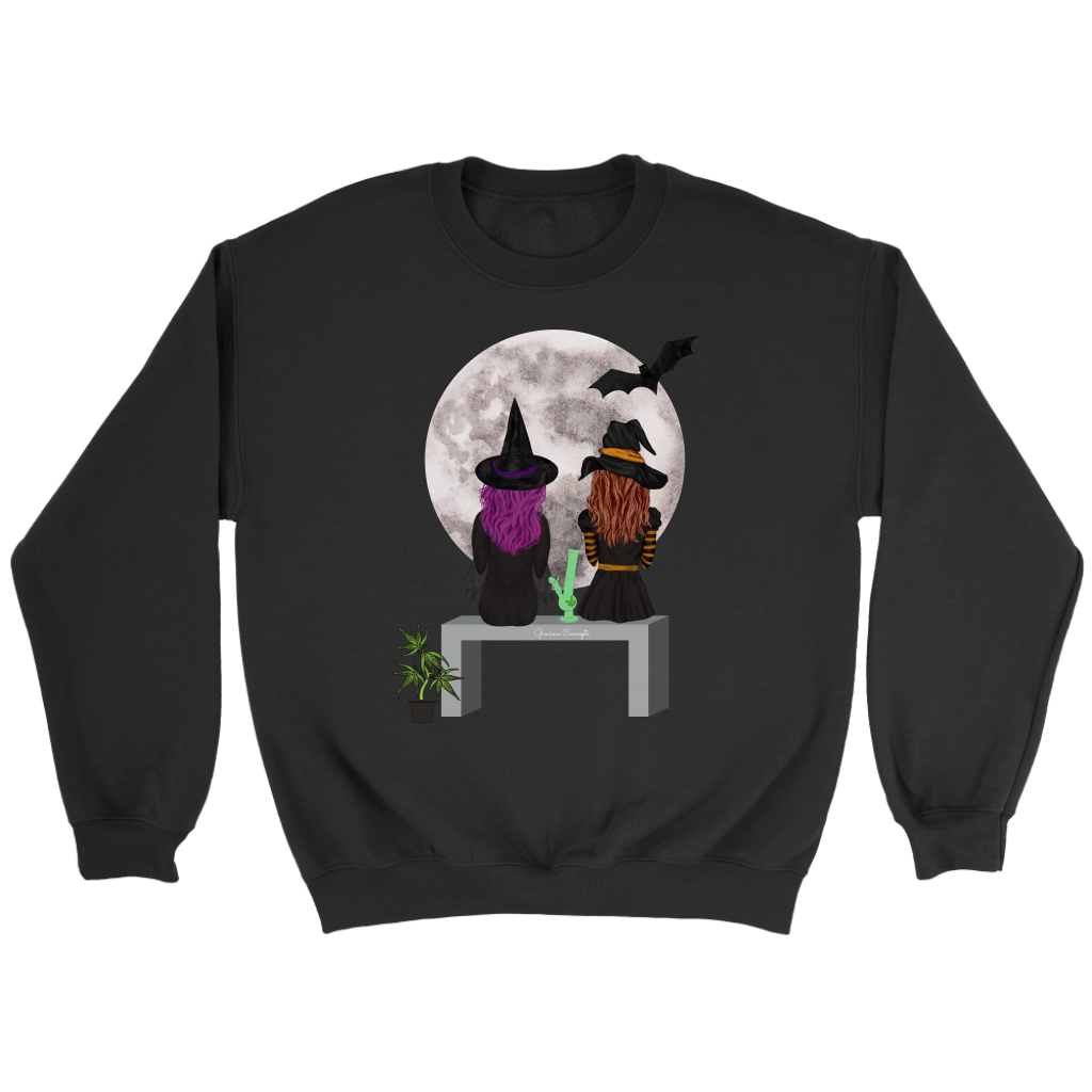 Stoner Girl Hoodie: Witch Besties & Bong Rips by Moonlight