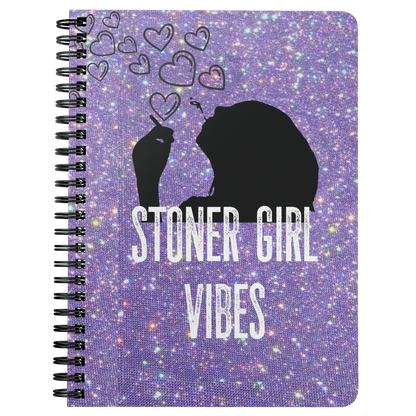 Stoner Girl Vibes Purple Glitter Print Sprialbound Notebook - Gracious Concepts