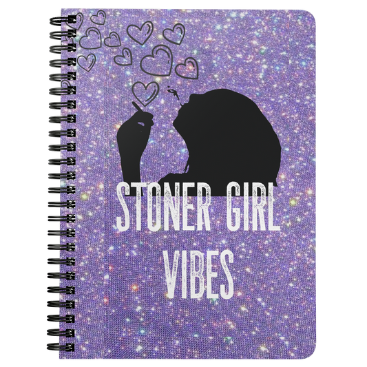 Stoner Girl Vibes Purple Glitter Print Sprialbound Notebook - Gracious Concepts
