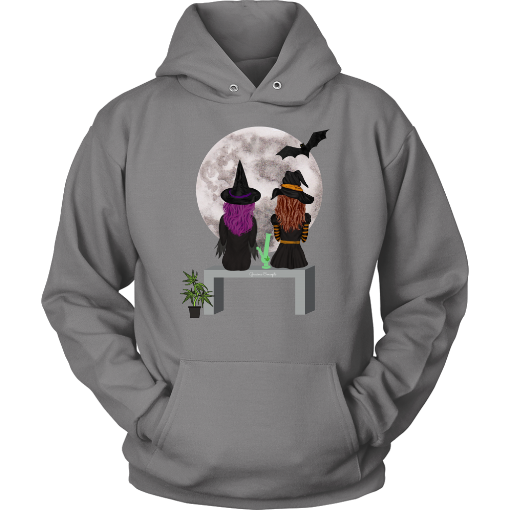 Stoner Girl Hoodie: Witch Besties & Bong Rips by Moonlight