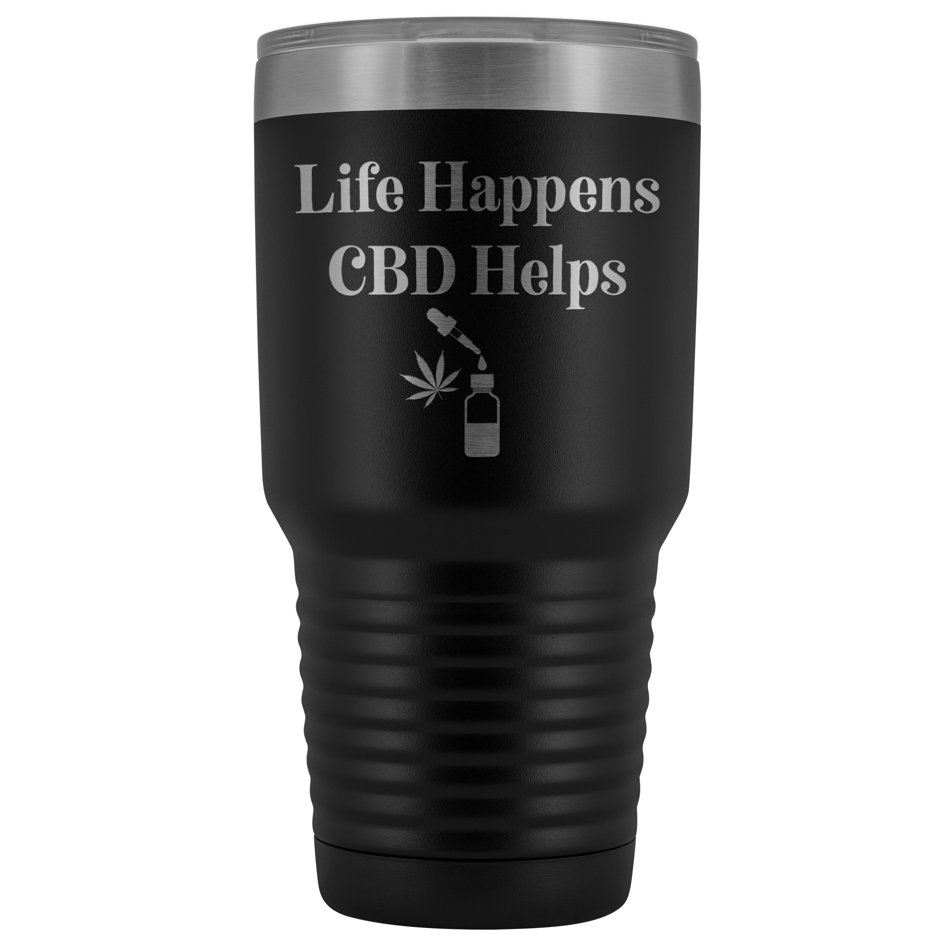 CBD Travel Mug: Life Happens CBD Helps, Cannabis Travel Mug, CBD Mug - Gracious Concepts