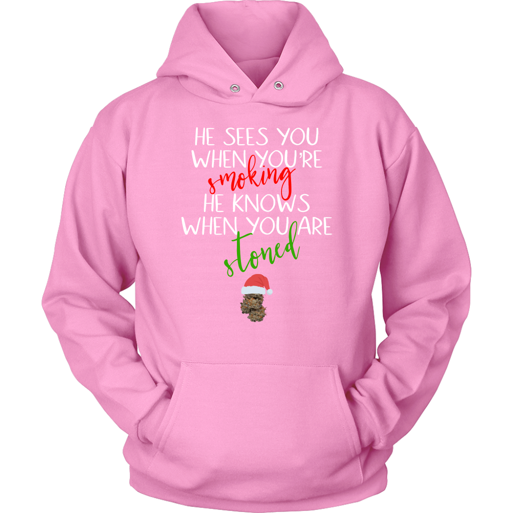 Stoner Christmas Apparel: He Sees You When You’re Smoking Men’s T-shirt - Gracious Concepts